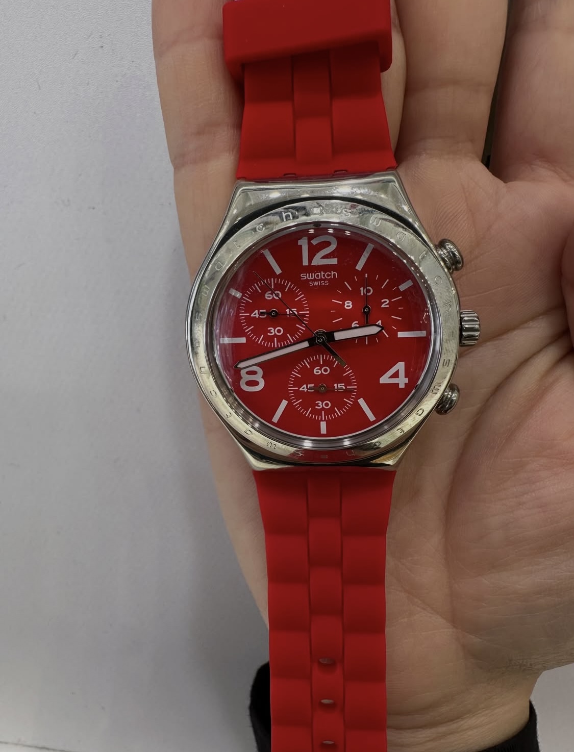 SWATCH, for adult, irony large chronograph watch, red - Image 2