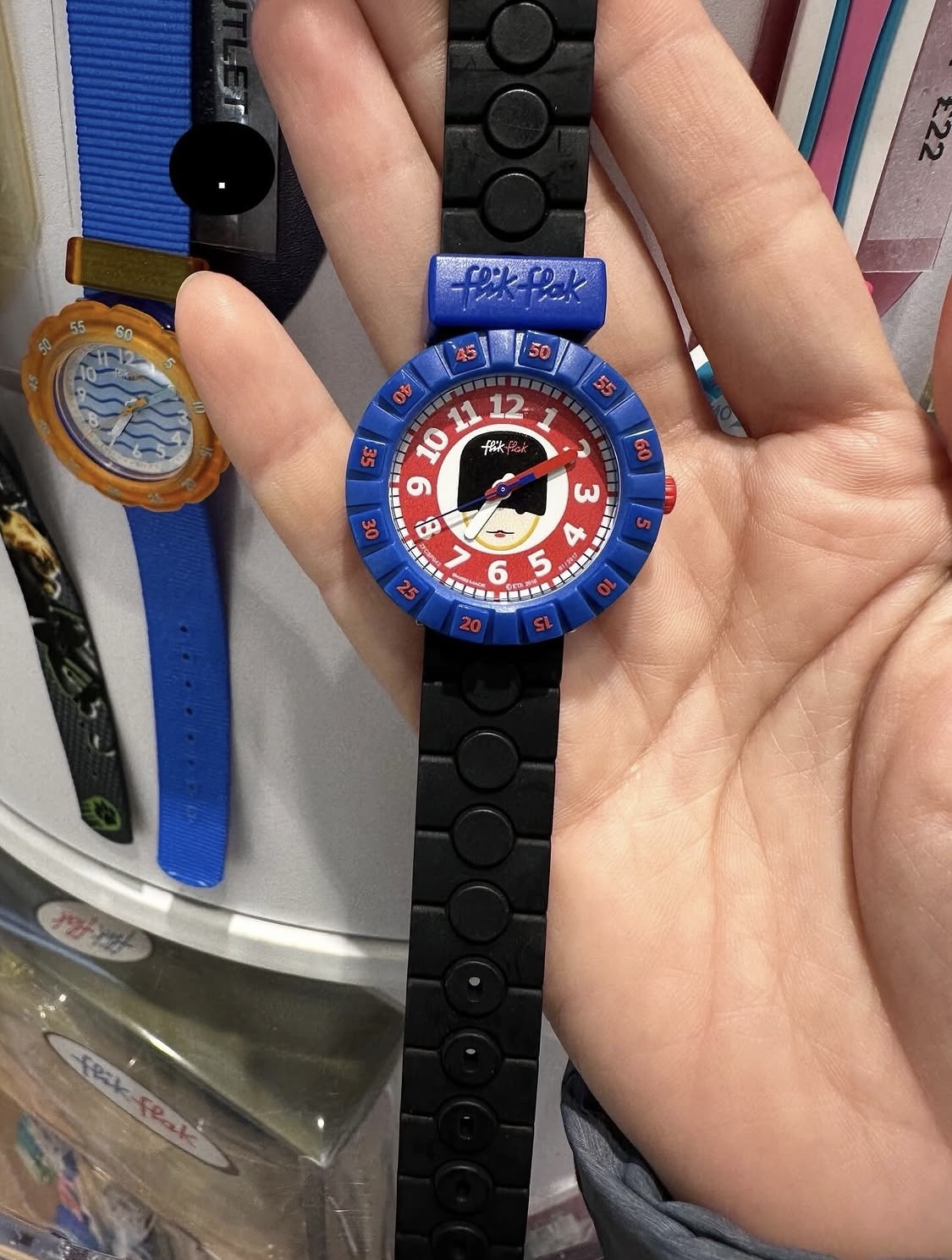 Flik flak by Swatch, for kids, watch, rubber strap, london guards blue