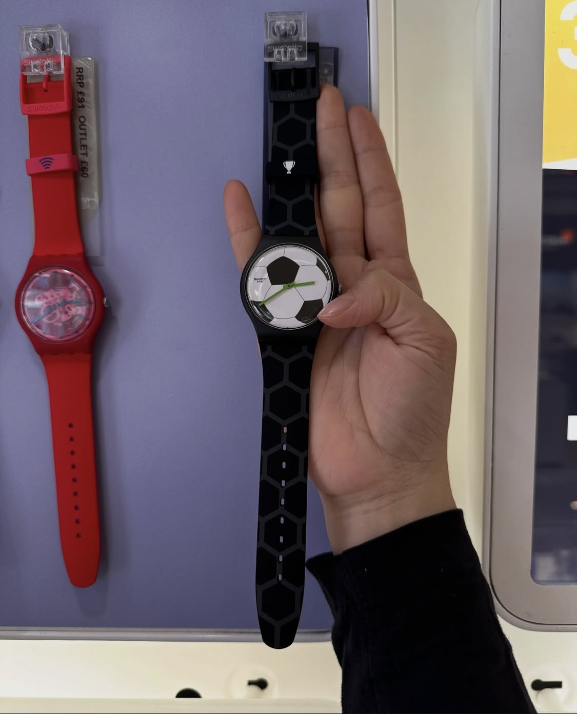 SWATCH, for adult, large watch, football black