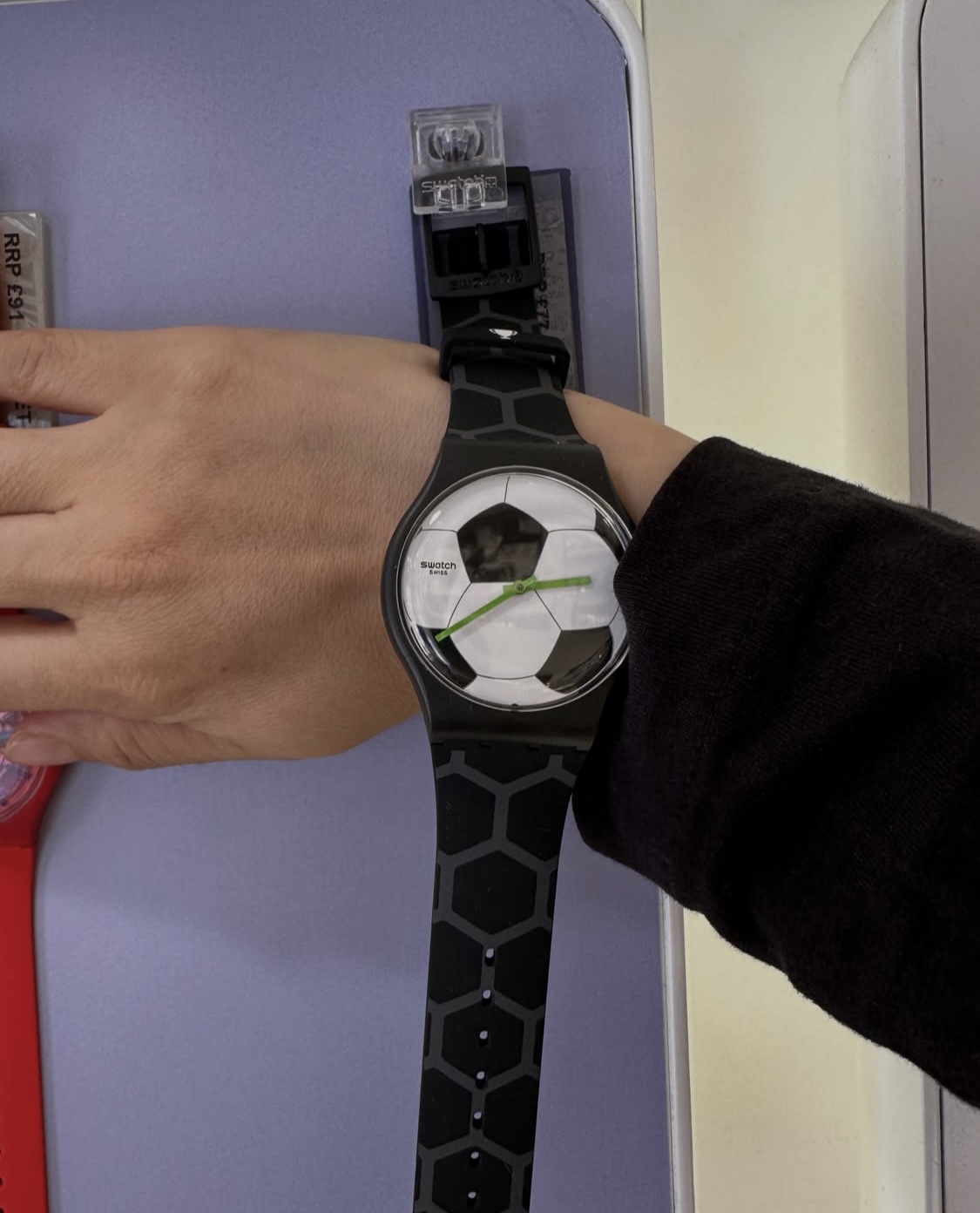 SWATCH, for adult, large watch, football black - Image 2