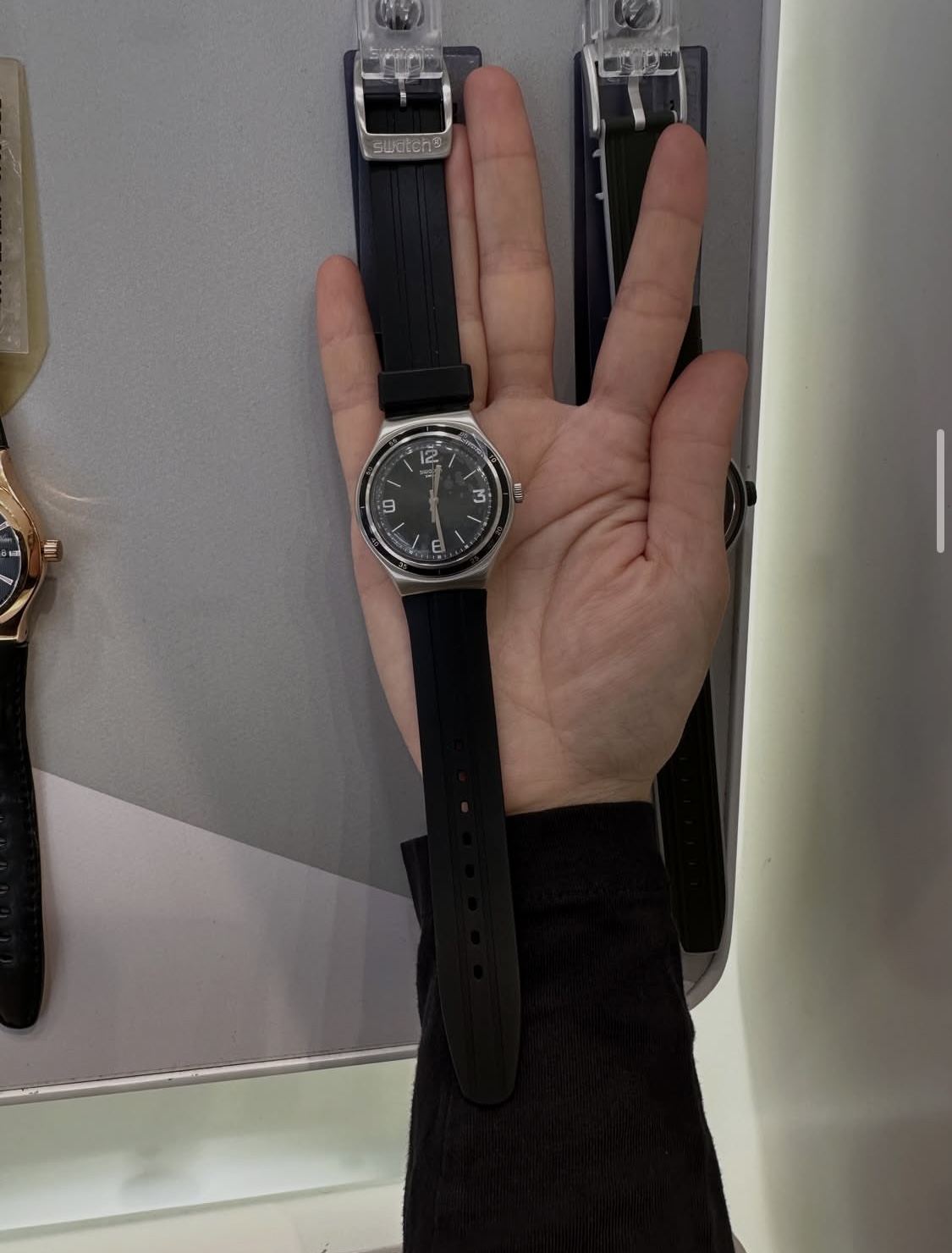 SWATCH, irony, for adult, medium watch, black