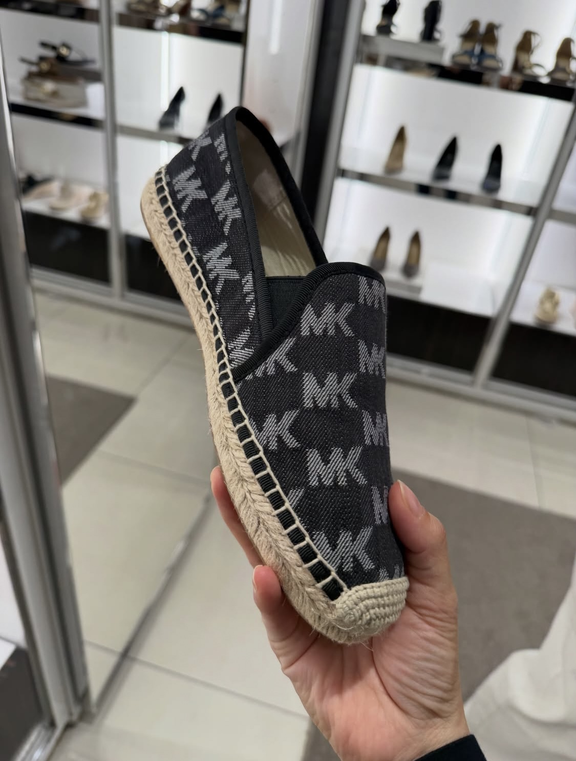 MICHAEL KORS, for ladies, espadrille, signature print, jacquard fabric black