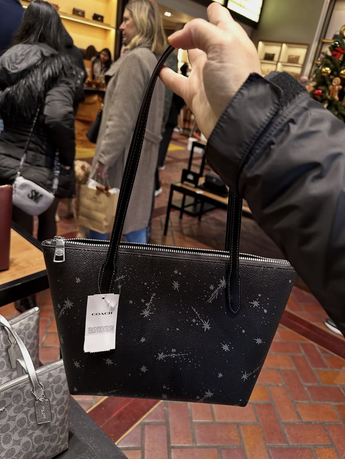 COACH, small zip top tote bag, printed black - Image 2