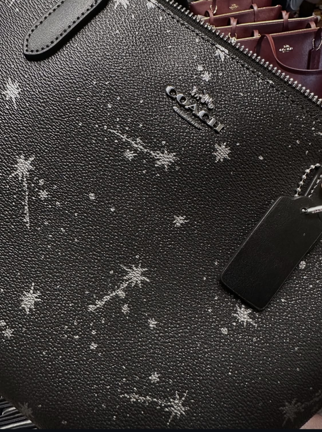 COACH, small zip top tote bag, printed black - Image 3