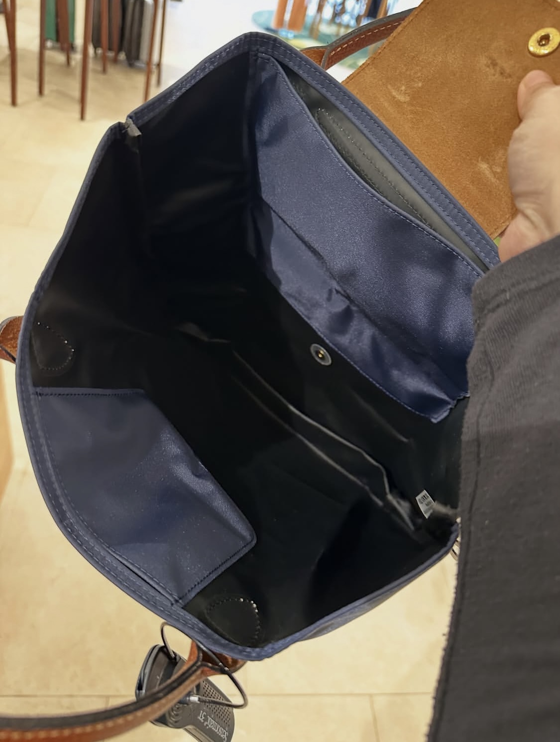 LONGCHAMP, cabas, open top tote bag, navy - Image 3