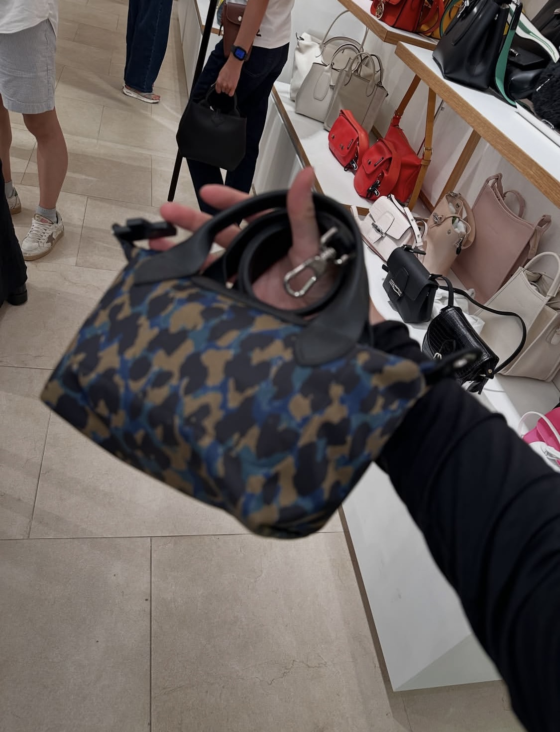 LONGCHAMP, neo, XS top handle bag, with long strap, printed camo - Image 2