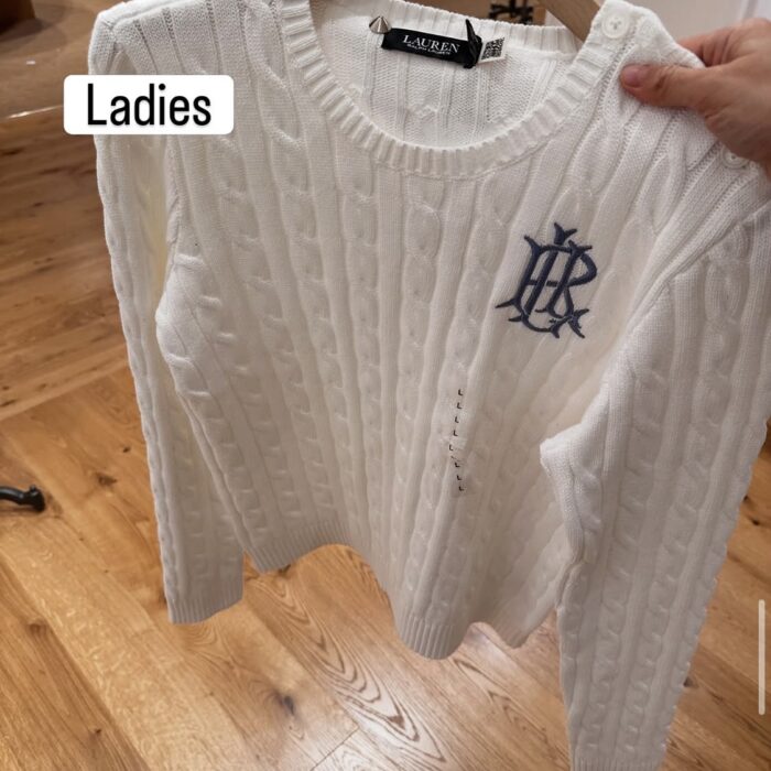 POLO RALPH LAUREN, for ladies, cable knitted jumper, white