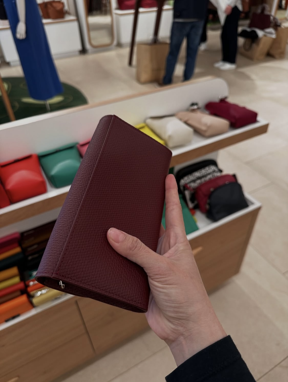 LONGCHAMP, roseau, long flap wallet, leather, dark red - Image 2
