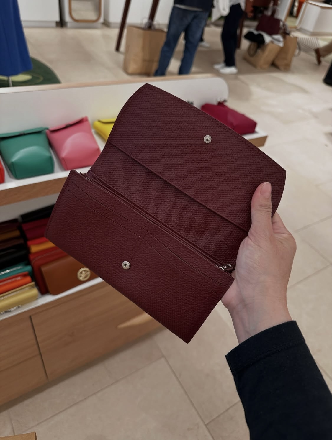 LONGCHAMP, roseau, long flap wallet, leather, dark red - Image 3