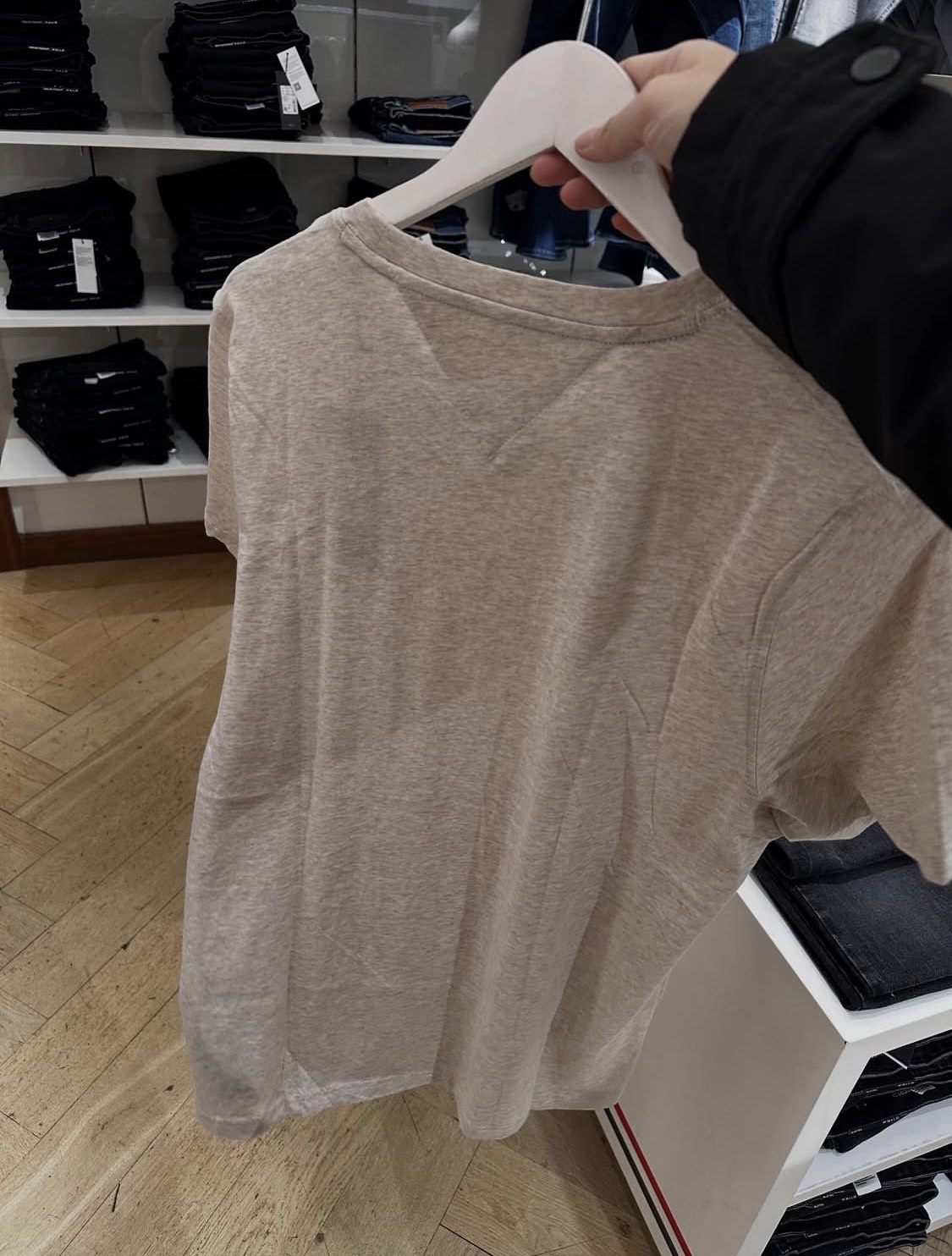TOMMY HILFIGER, for men, short sleeves round neck t shirt, cotton, oatmeal light brown - Image 2