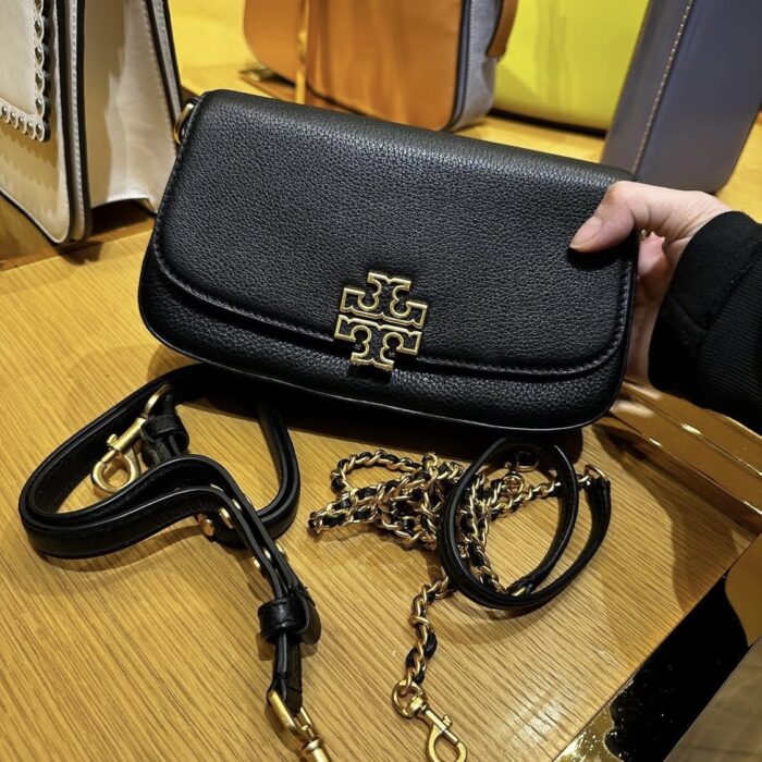 TORY BURCH, britten, double strap convertible crossbody bag, nero black