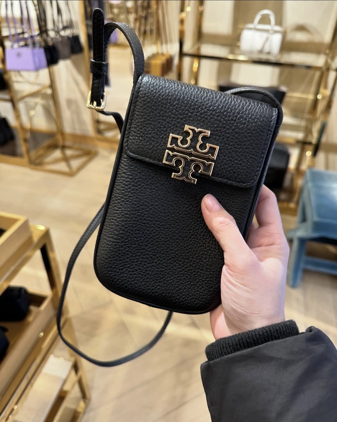 TORY BURCH, Britten, phone crossbody bag, black