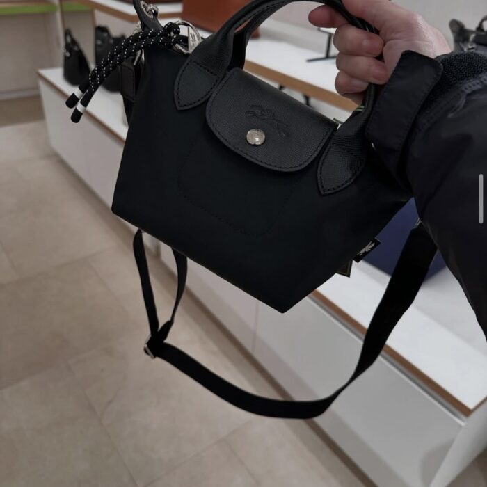 LONGCHAMP, energy, xs top handle bag, with adjustable long strap, black