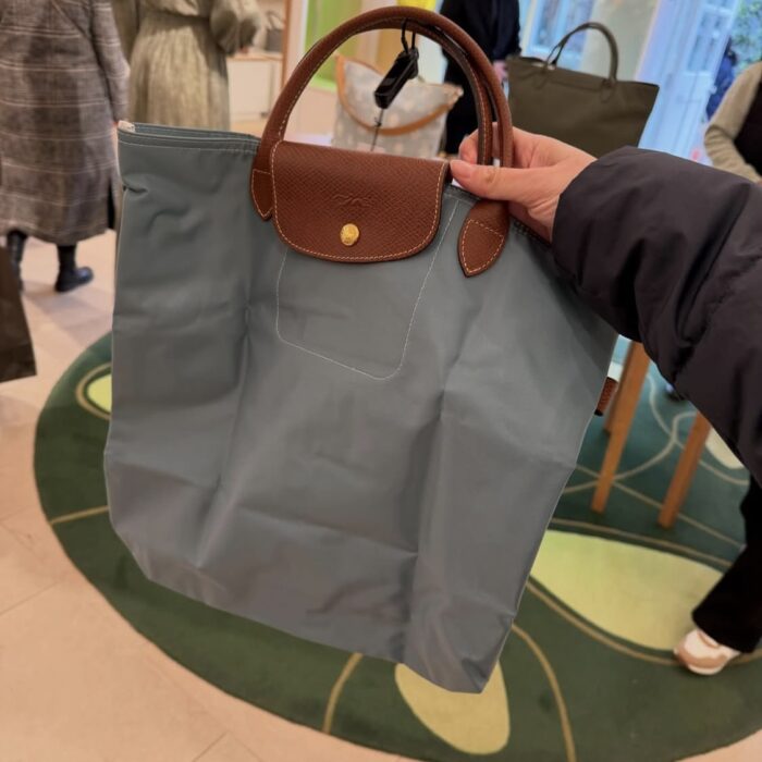 LONGCHAMP, le pliage original, top handle open top tote bag, nylon, eucalyptus blue
