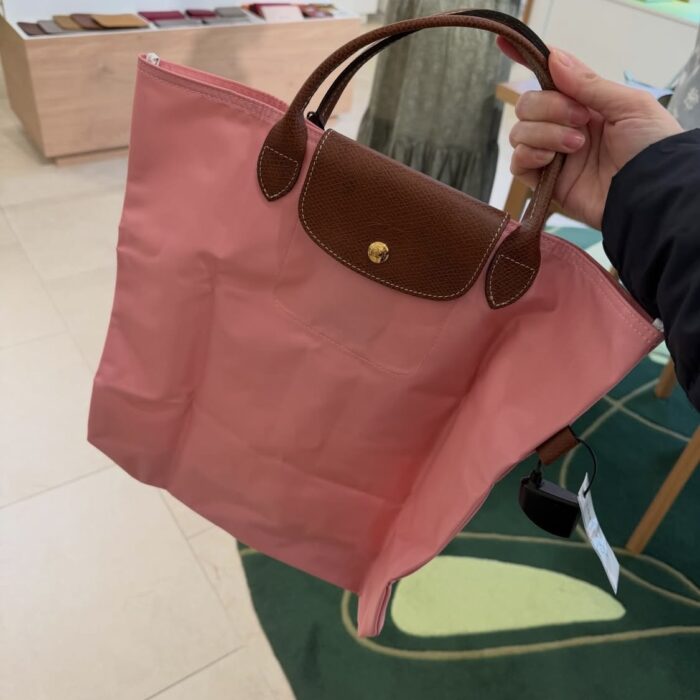LONGCHAMP, le pliage original, top handle open top tote bag, nylon soft pink