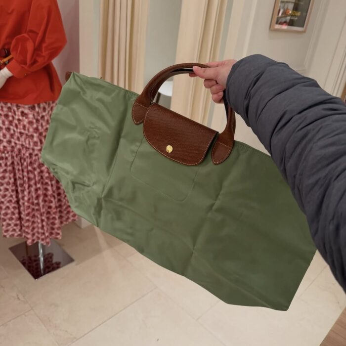 LONGCHAMP, le pliage original, large travel top handle bag, no long strap, fungi green