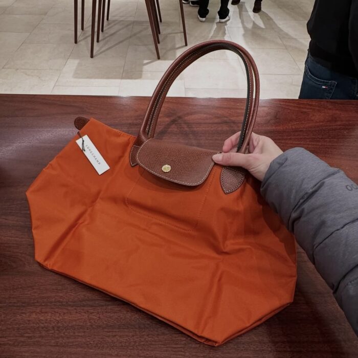 LONGCHAMP, le pliage original, medium long handle bag, no long strap, brick brown