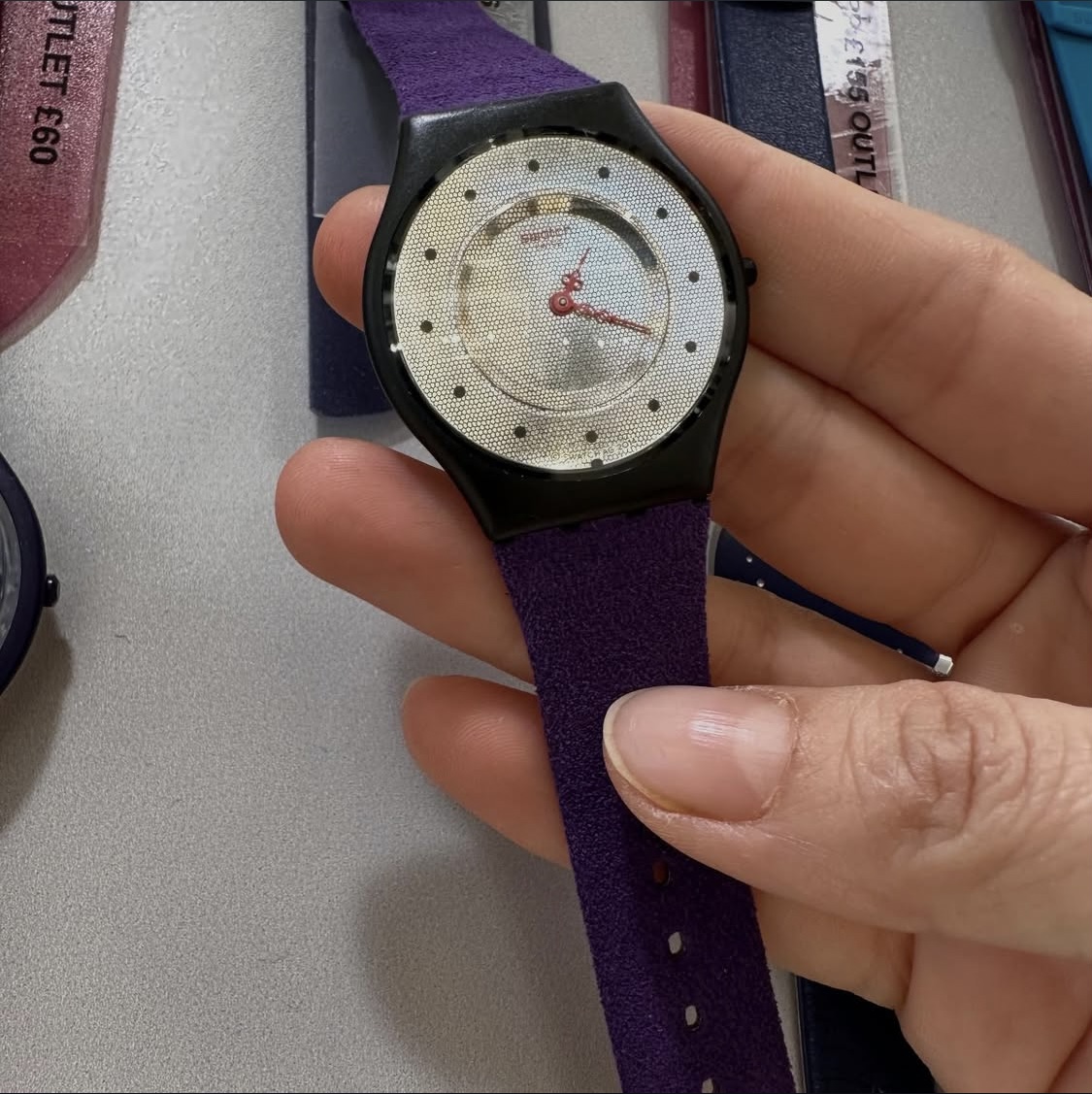 SWATCH, skin, medium watch, suede strap purple - Image 3