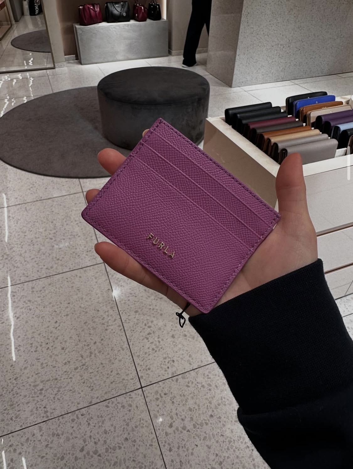 FURLA, classic, small card holder, leather, violetto purple