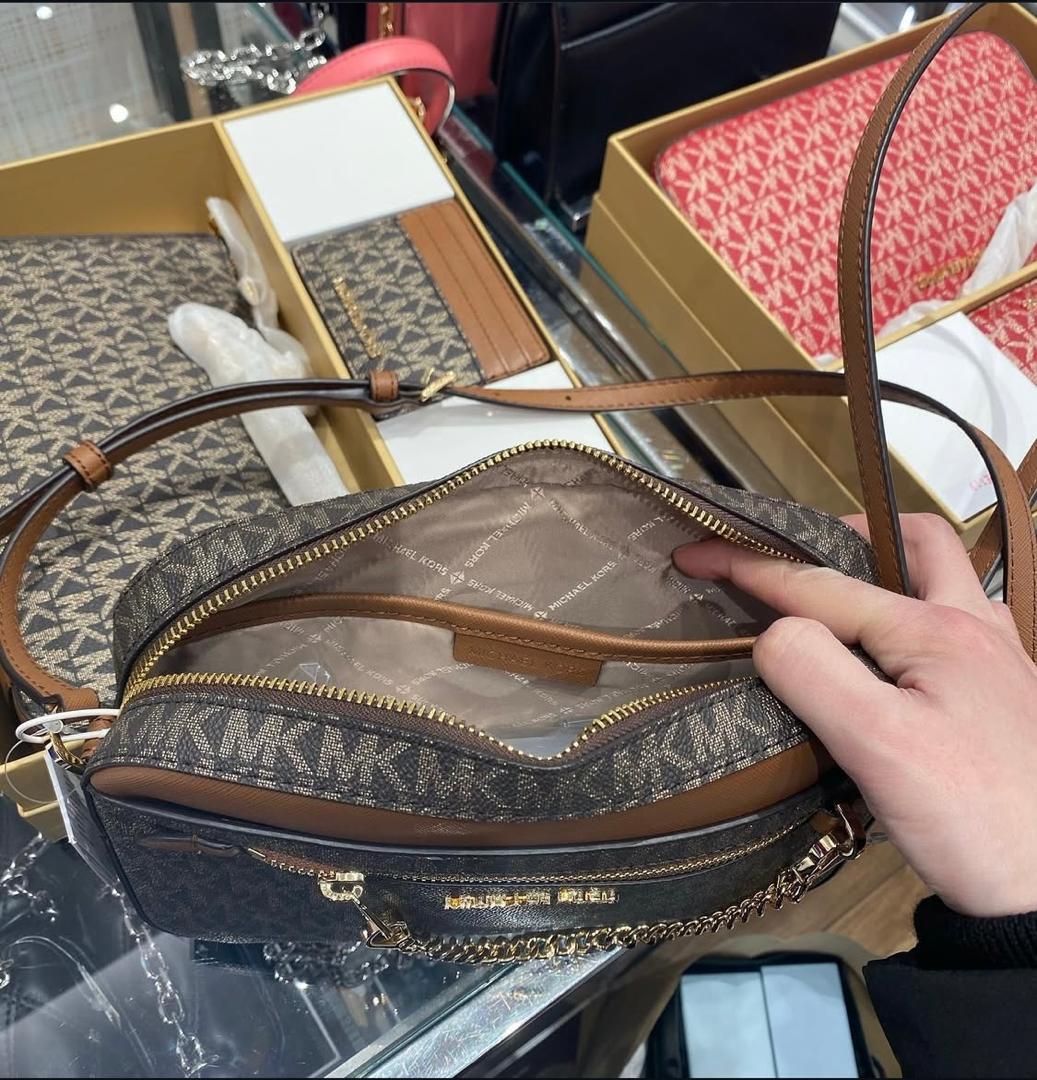 MICHAEL KORS, large camera bag, signature print, glittery brown - Image 6