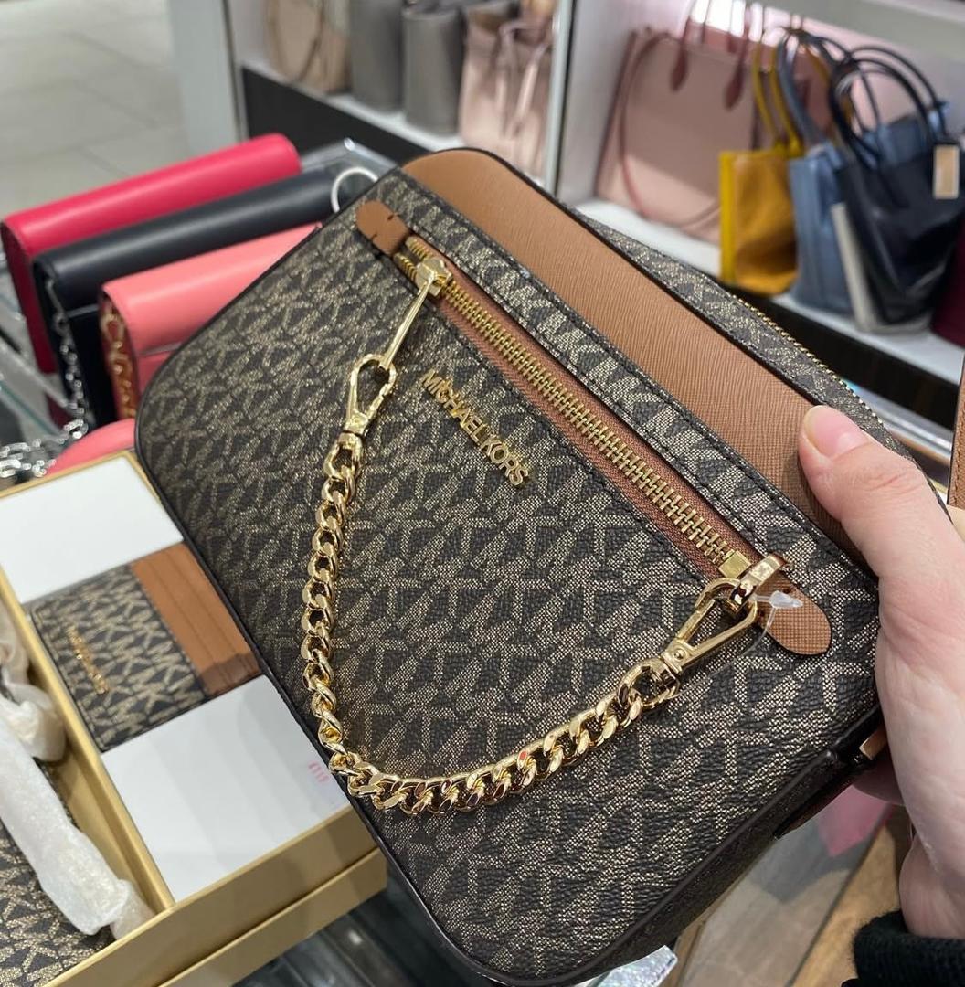 MICHAEL KORS, large camera bag, signature print, glittery brown - Image 2