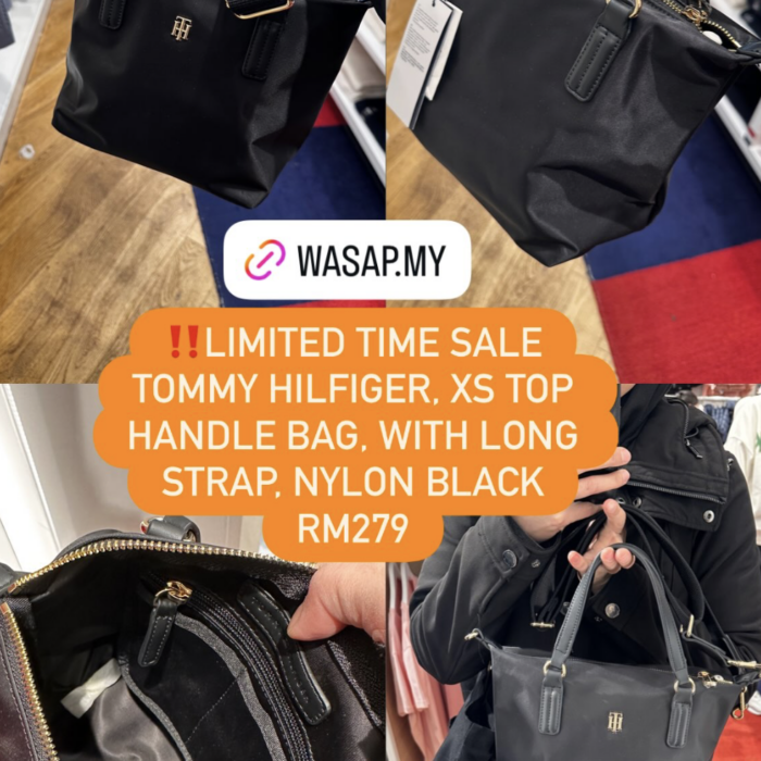 TOMMY HILFIGER, poppy, small top handle bag, nylon black