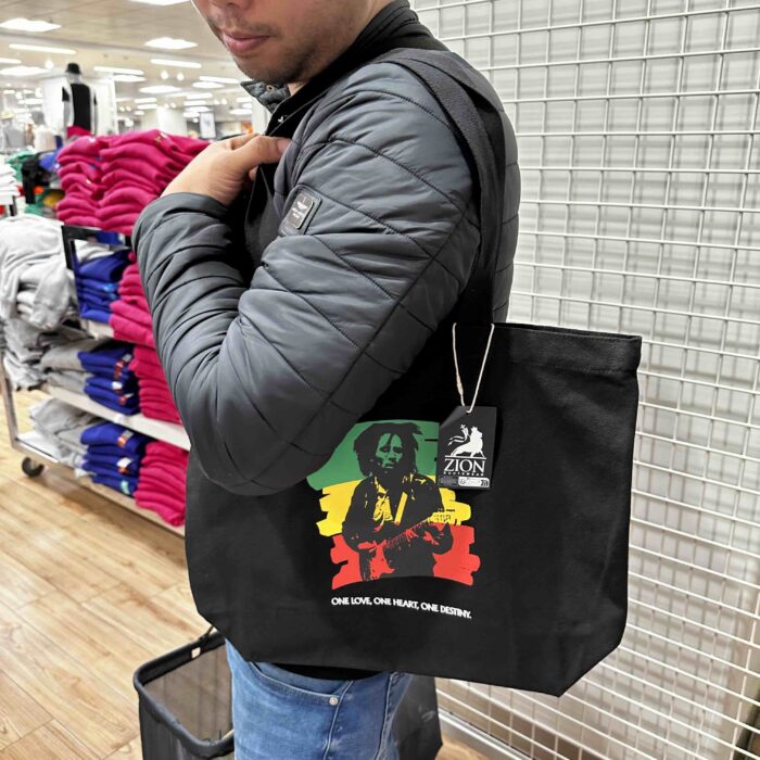 PRIMARK X BOB MARLEY, medium long handle tote bag, canvas black