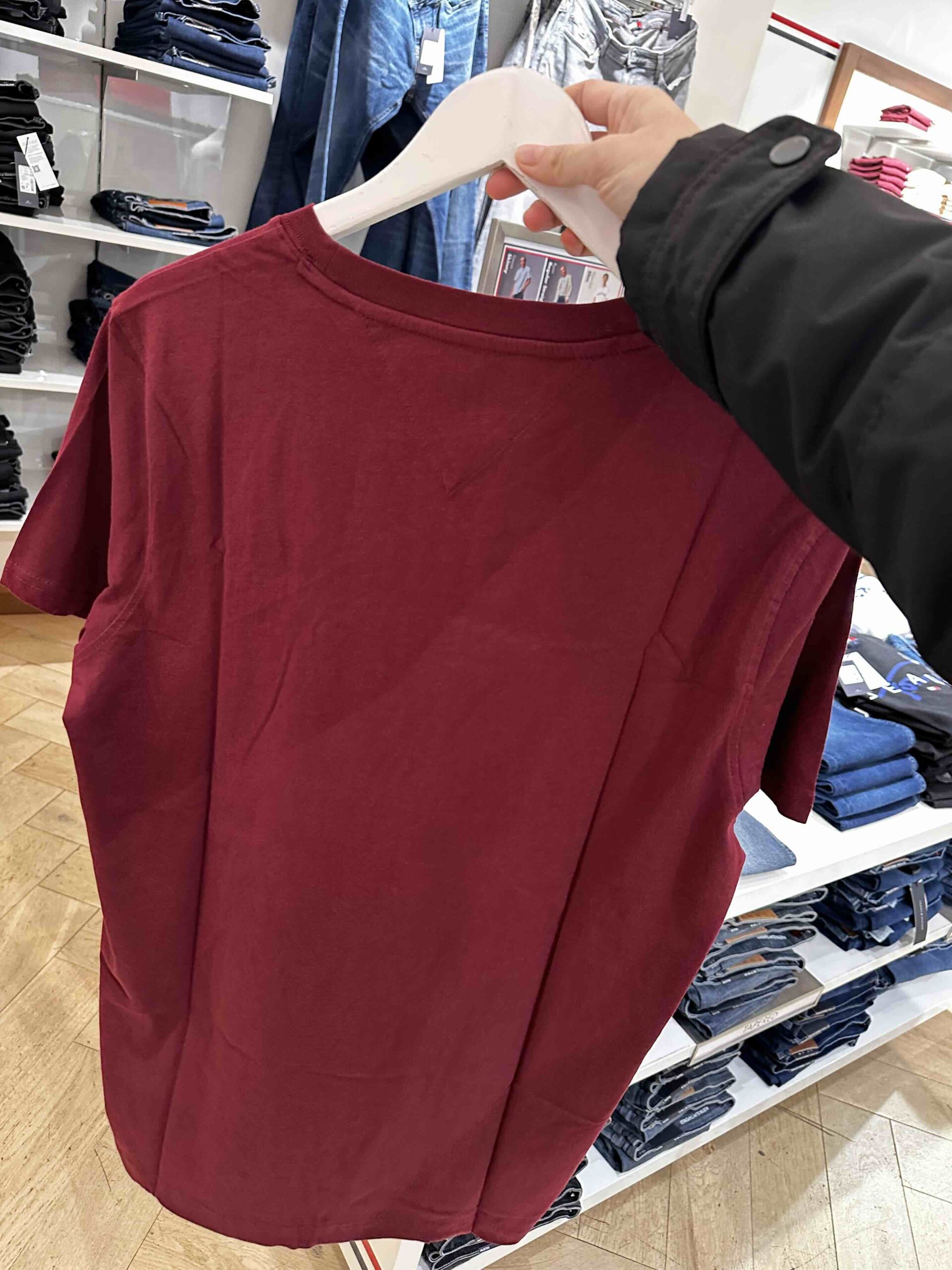 TOMMY HILFIGER, for men, short sleeves round neck t shirt, cotton, deep rouge maroon - Image 2