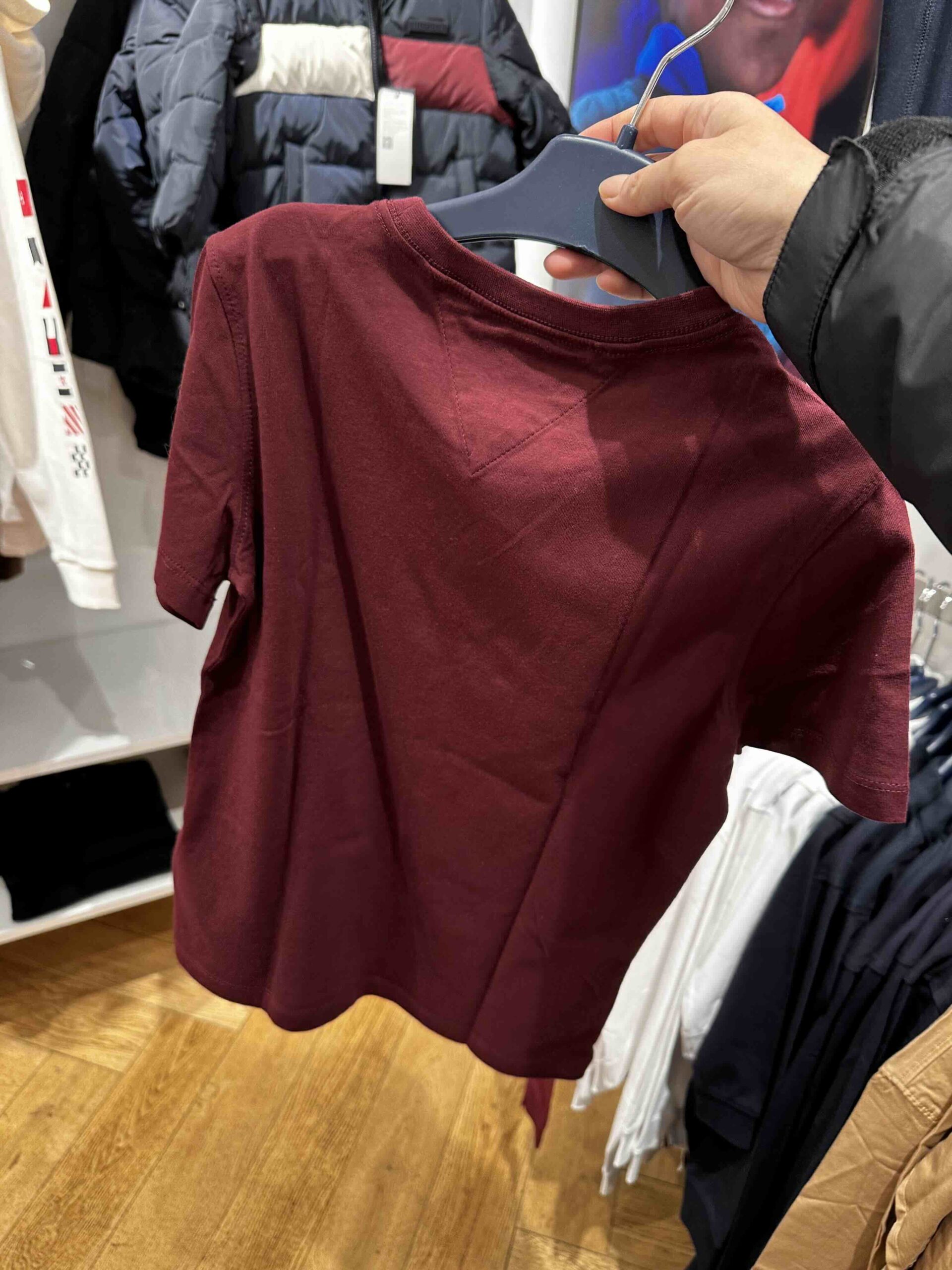 TOMMY HILFIGER, for kids, round neck t shirt, deep rouge, maroon, size: 14 years - Image 2