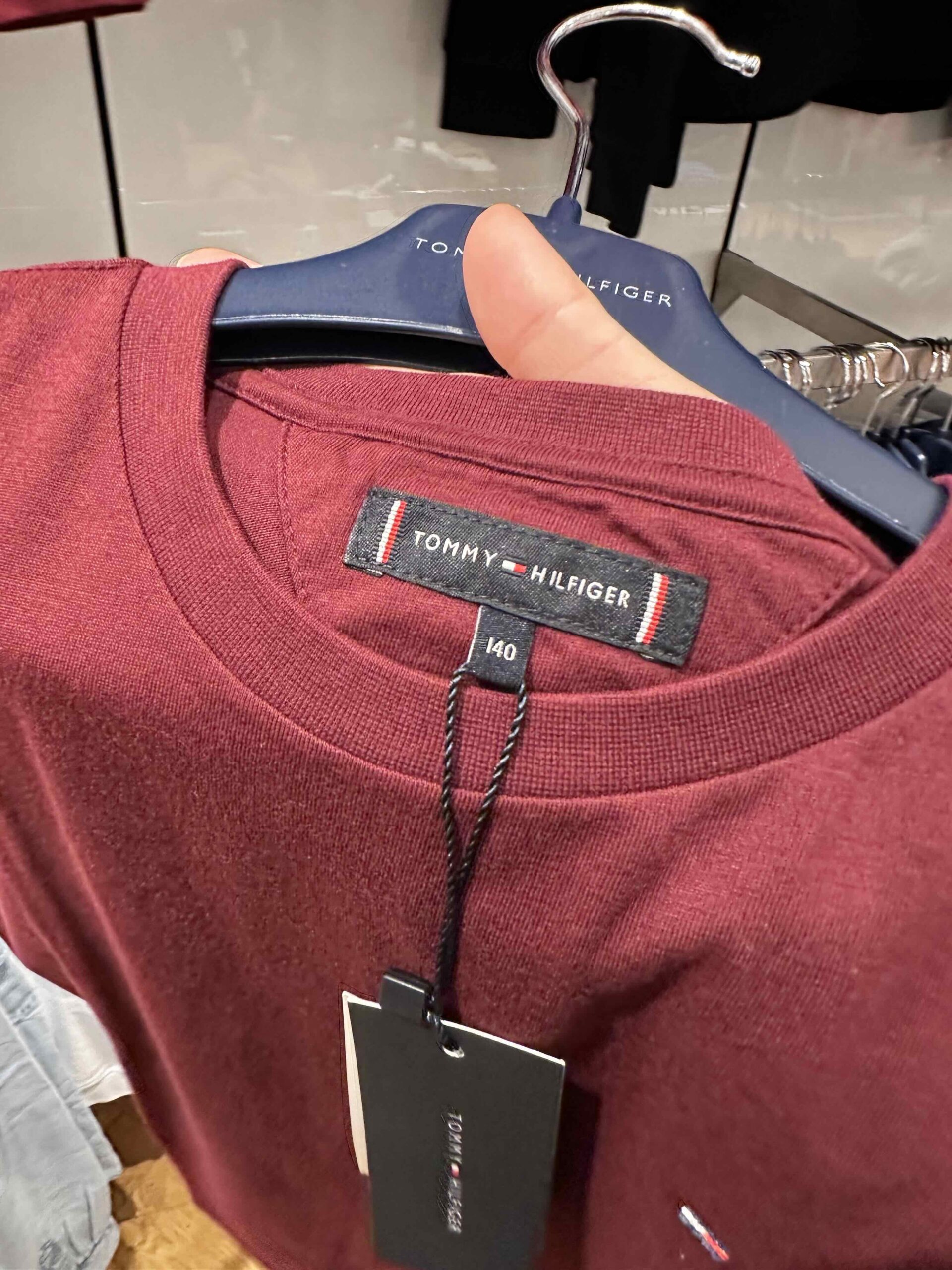 TOMMY HILFIGER, for kids, round neck t shirt, deep rouge, maroon, size: 14 years - Image 3