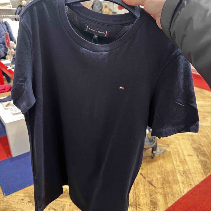 TOMMY HILFIGER, for kids, round neck t shirt, navy blue, size: 8 years