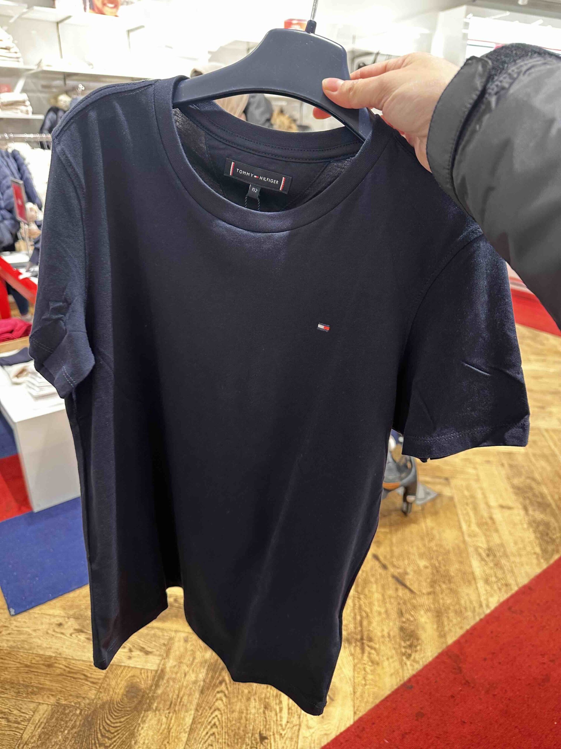 TOMMY HILFIGER, for kids, round neck t shirt, navy blue, size: 8 years