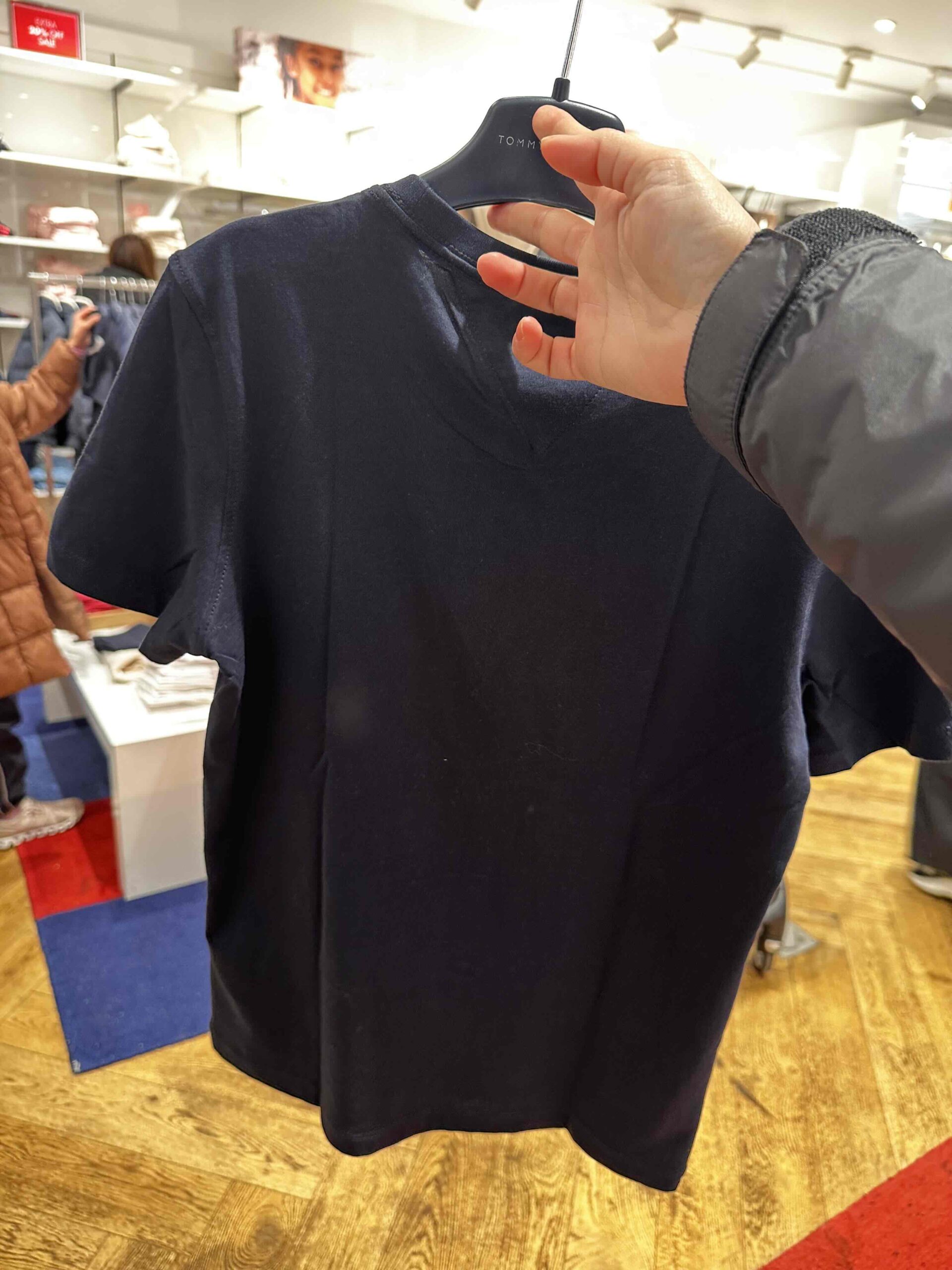 TOMMY HILFIGER, for kids, round neck t shirt, navy blue, size: 8 years - Image 2