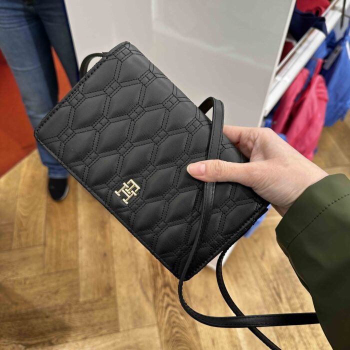 TOMMY HILFIGER, for ladies, wallet on strap, quilted, black