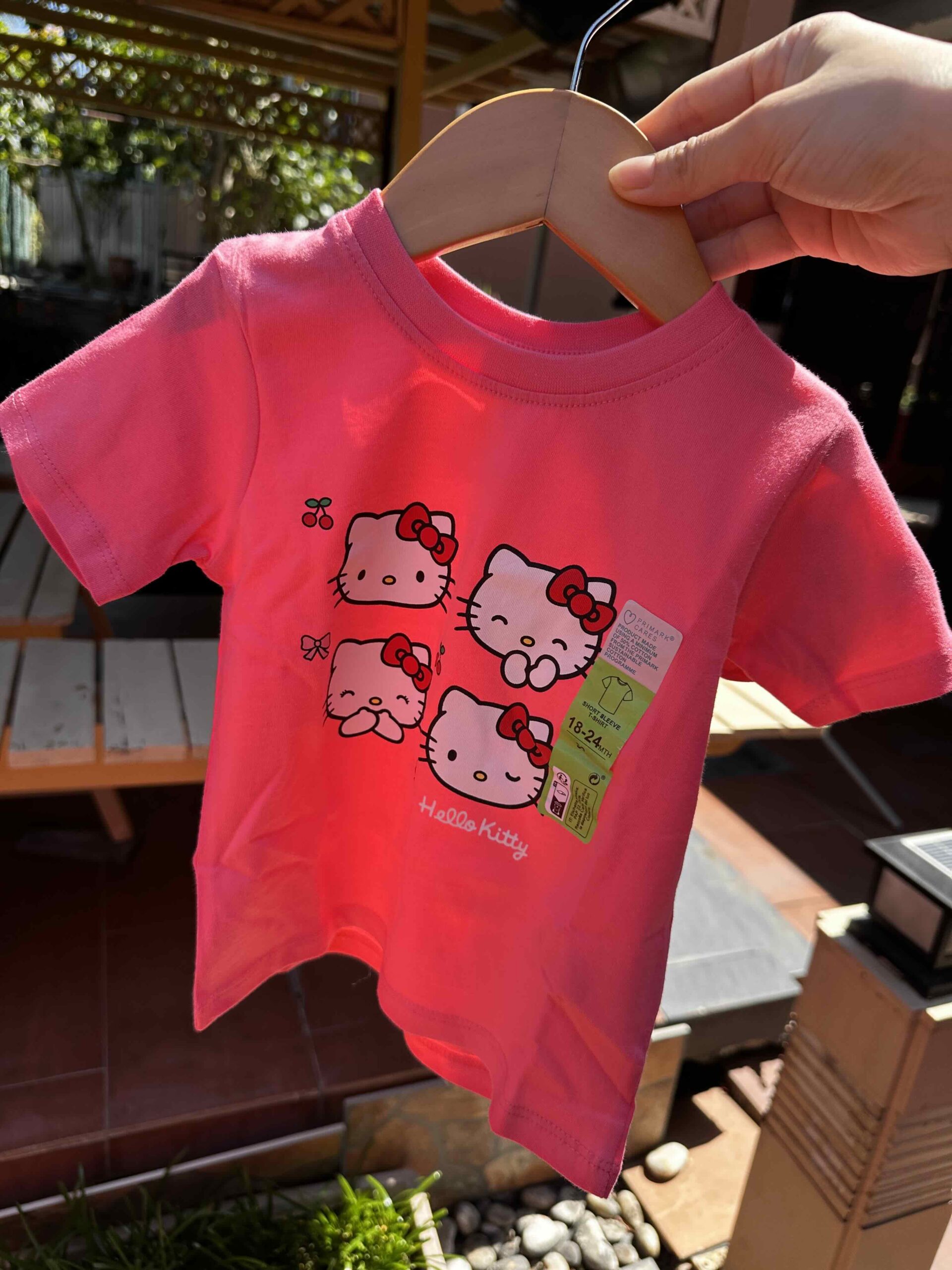 PRIMARK X HELLO KITTY, for kids baby girl, short sleeves t shirt, pink 18-24 month