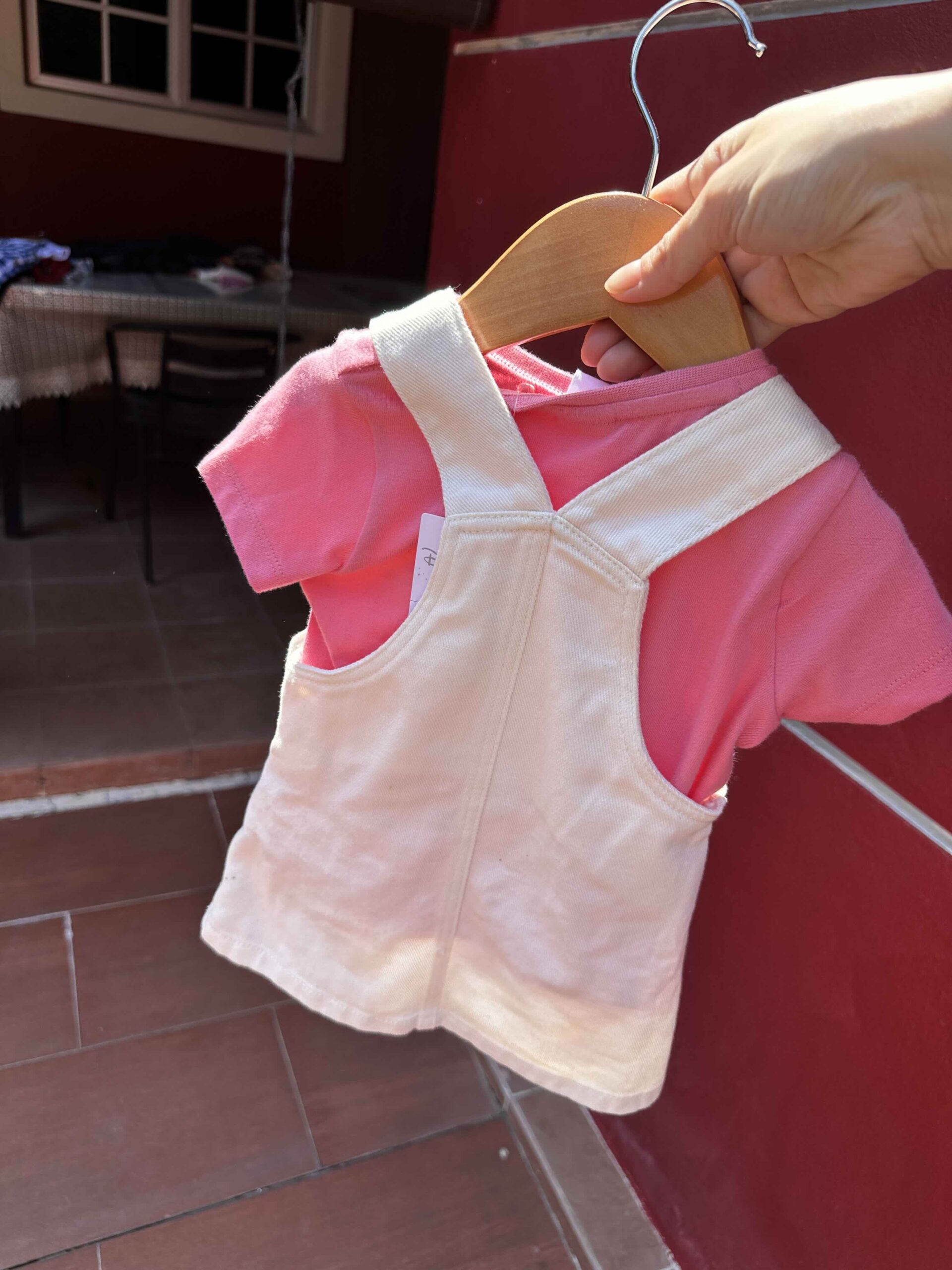 F and F by TESCO, for kids baby girls, dungaree dress and romper, white 6-9 month - Image 2