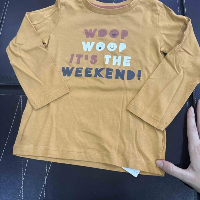 MOTHERCARE, for kids, long sleeves t shirt, light brown 2-3 yrs