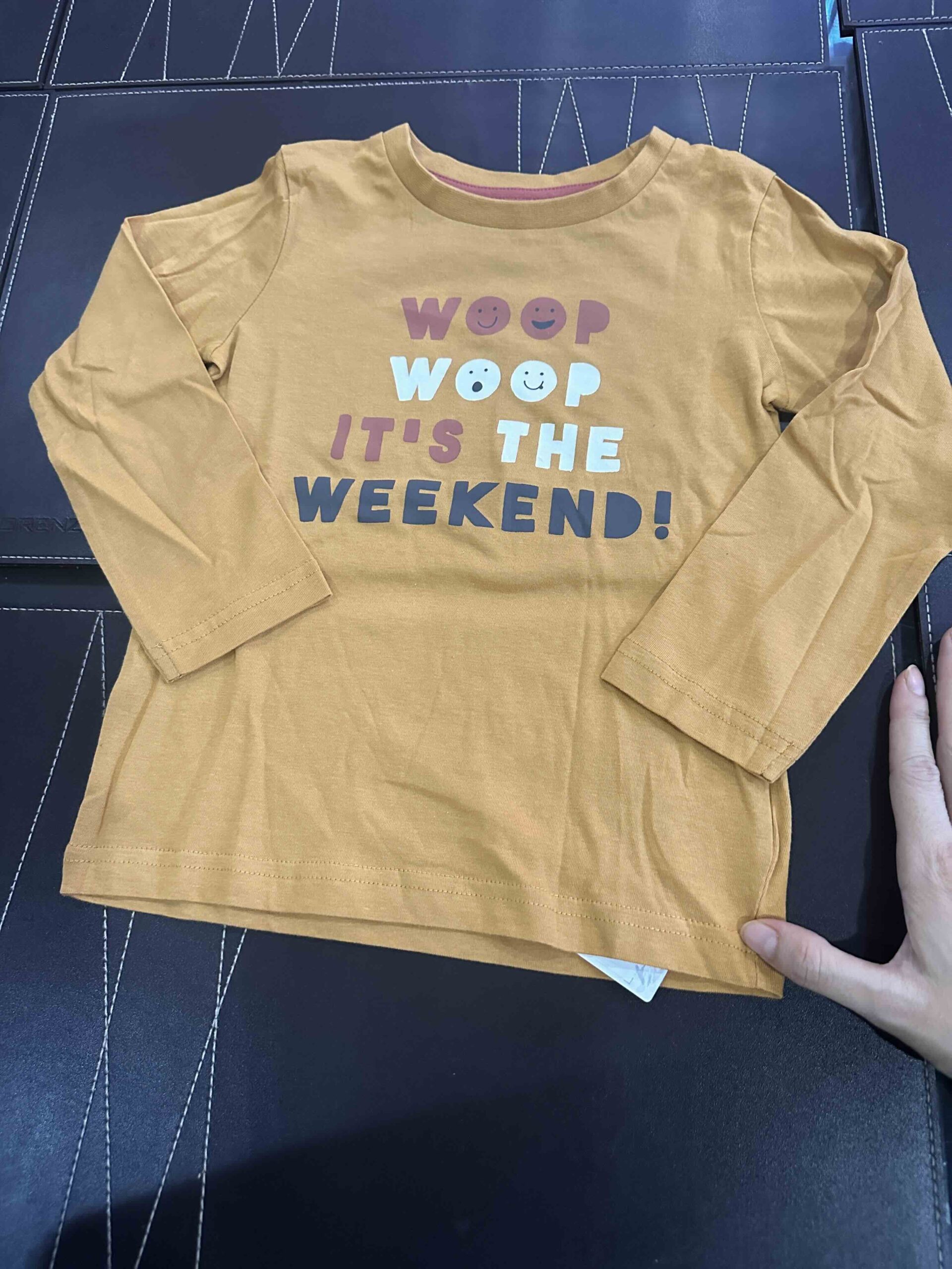 MOTHERCARE, for kids, long sleeves t shirt, light brown 2-3 yrs
