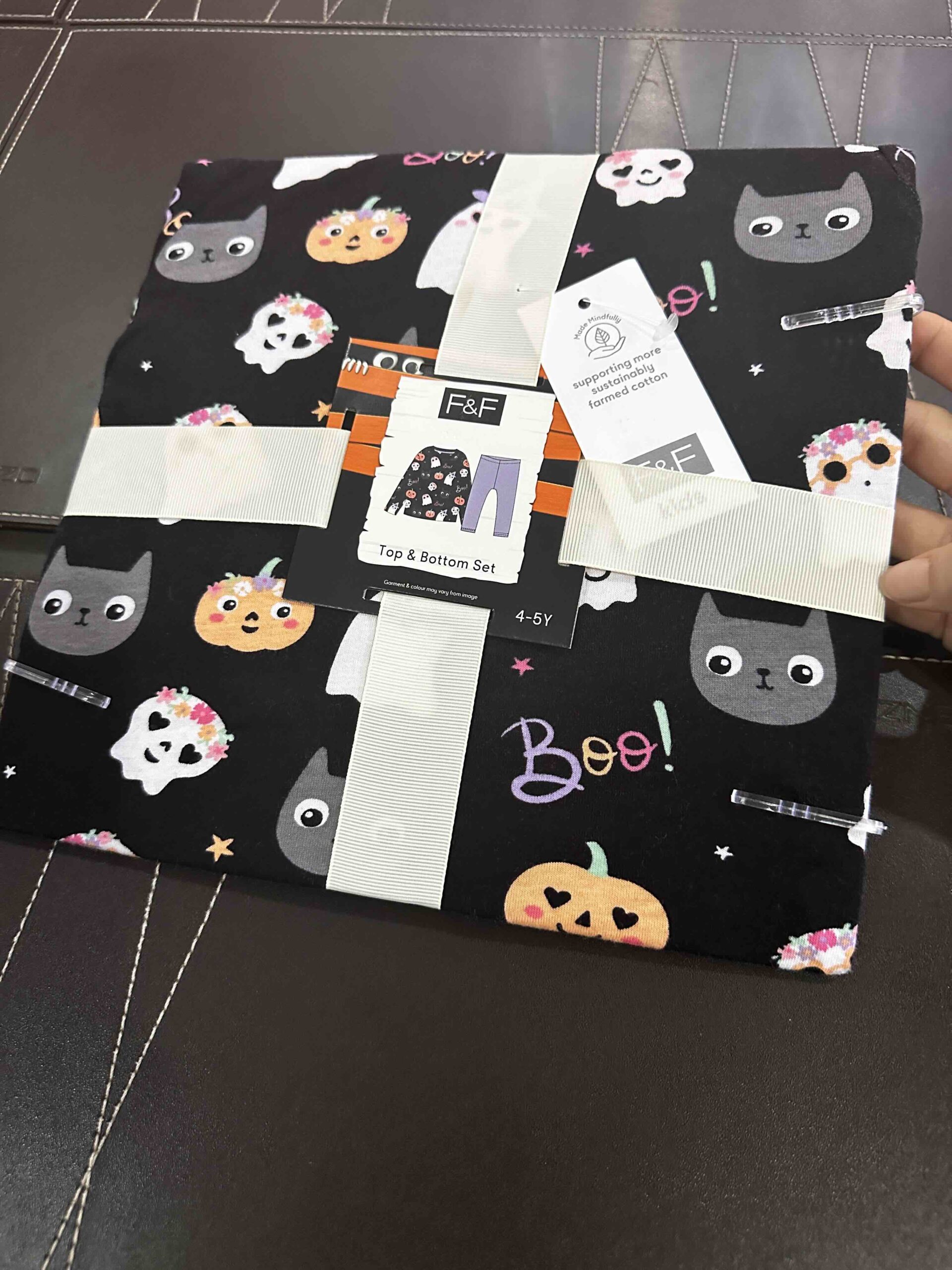 F and F by TESCO, for kids, pyjama set, halloween cats 4-5 yrs