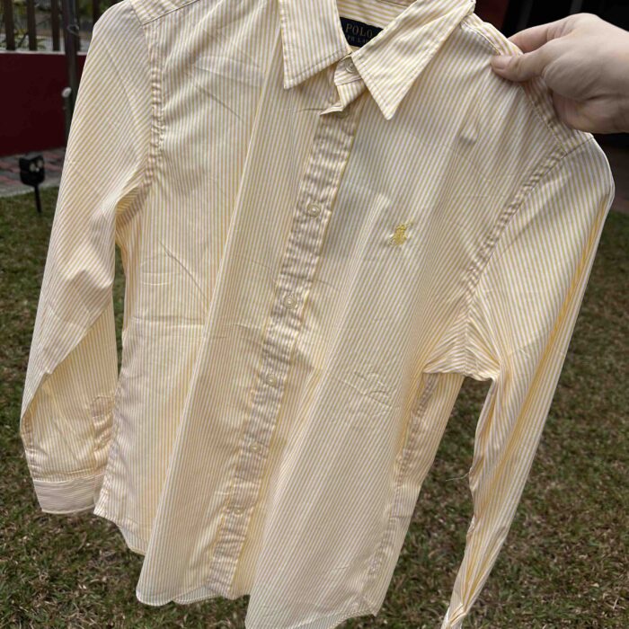 POLO RALPH LAUREN for ladies, long sleeves shirt, classic fit, stripes yellow