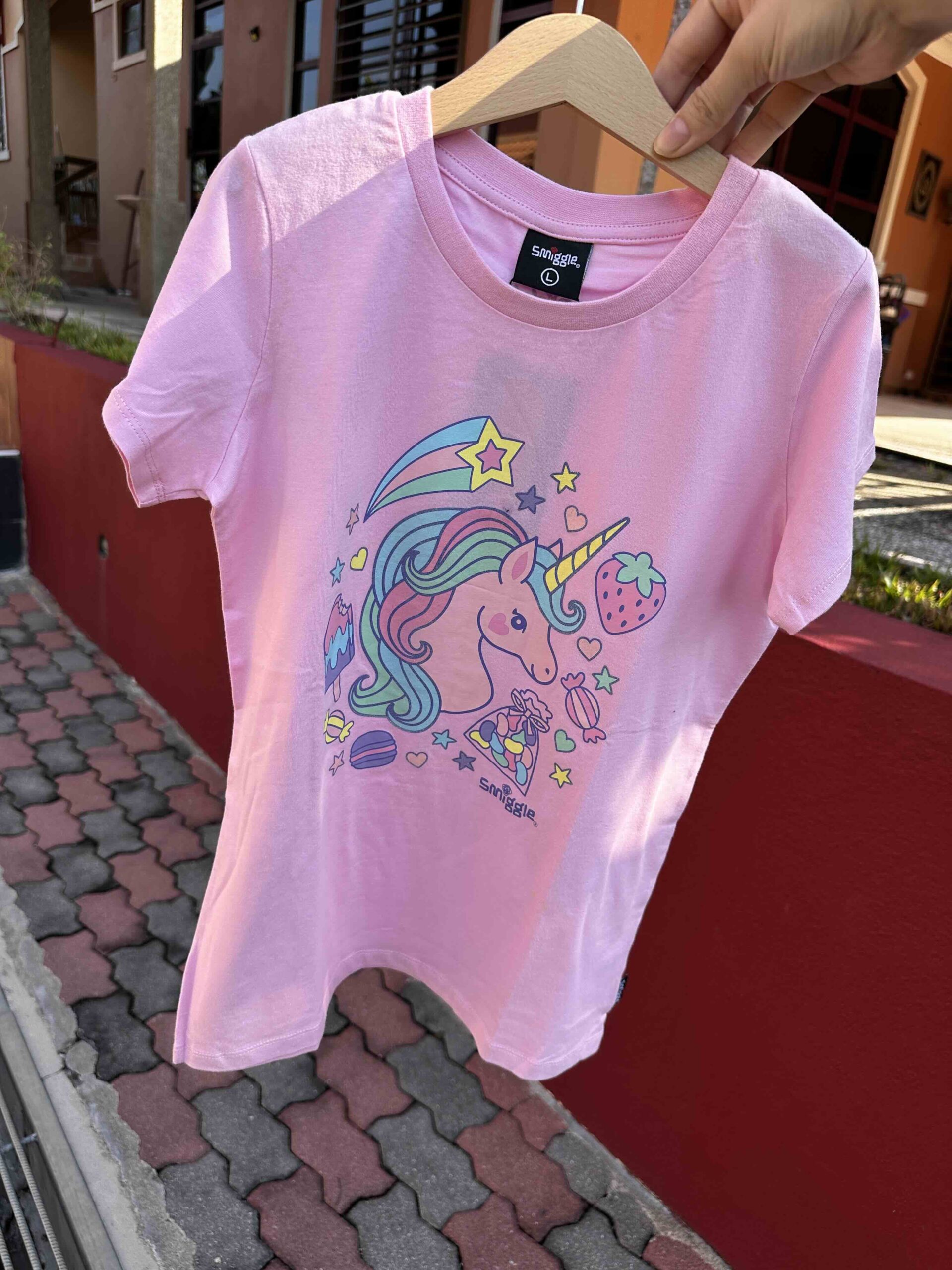 SMIGGLE, for kids girl, short sleeves t shirt, unicorn pink, size: L (12-13 years)