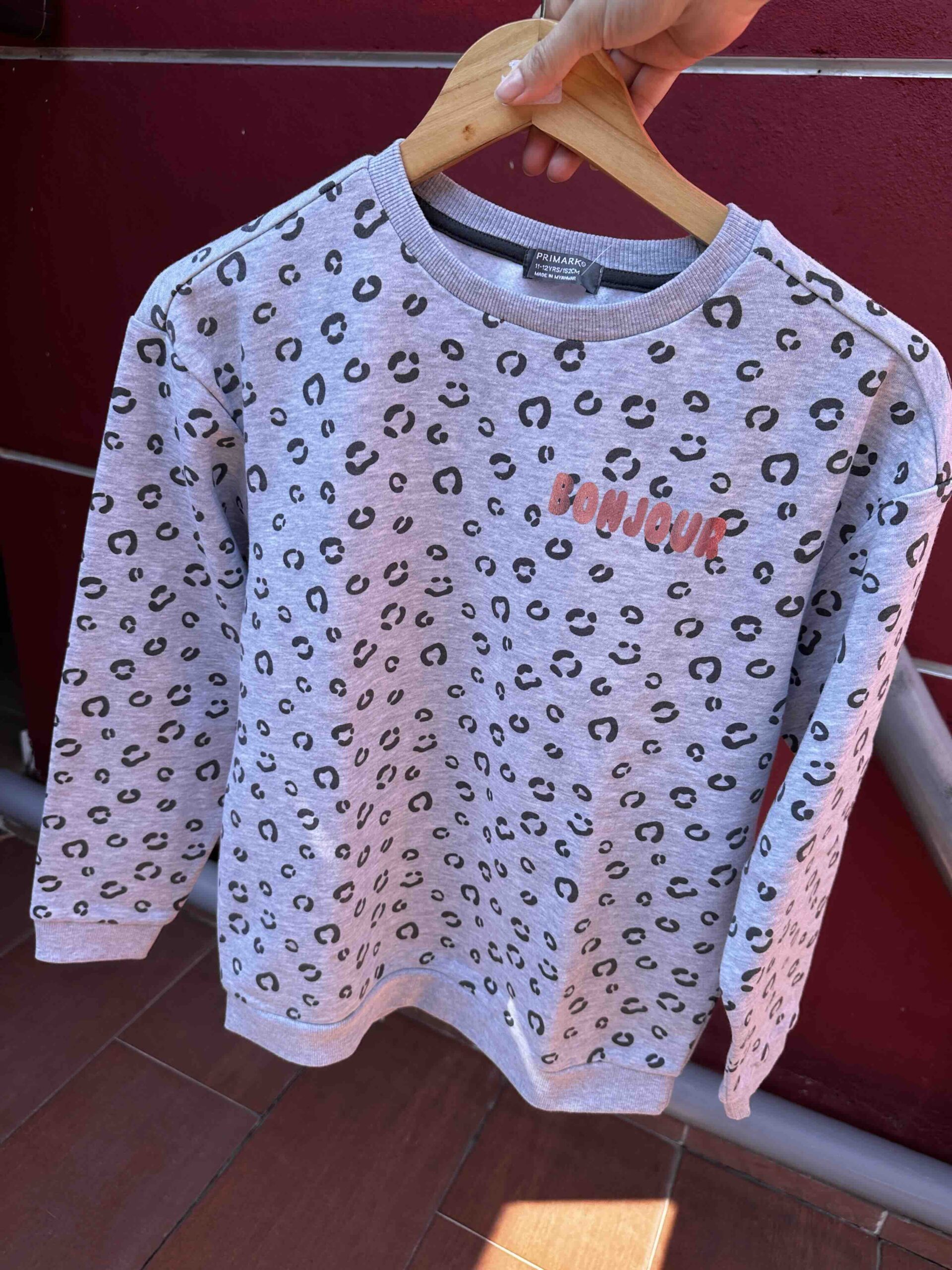 PRIMARK, for kids girl, jumper, leopard print grey, size: 11-12 years