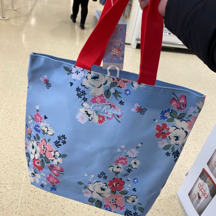 CATH KIDSTON, medium open top tote bag, recycle material, floral sky blue